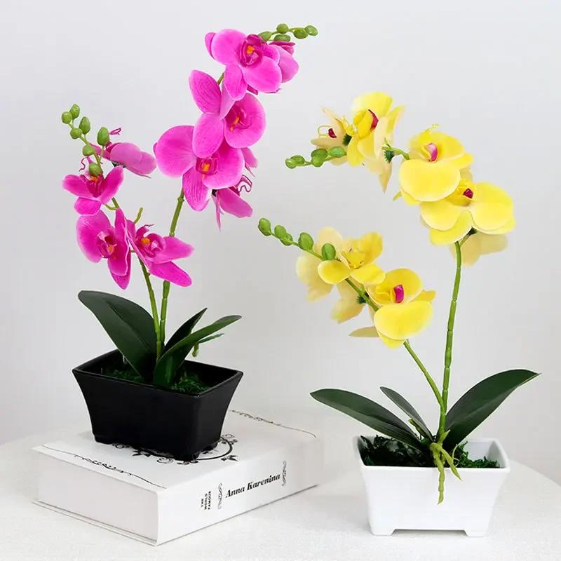 1/2pcs Artificial Silk Orchid Flowers, Lifelike Real Touch Phalaenopsis for Home Decor, Table Centerpiece, Vase Arrangement