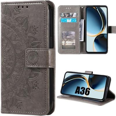 Coque pour Samsung Galaxy A36 5G - BOOLING - Antichoc Cuir PU Motif Spirituel Oriental - Marron