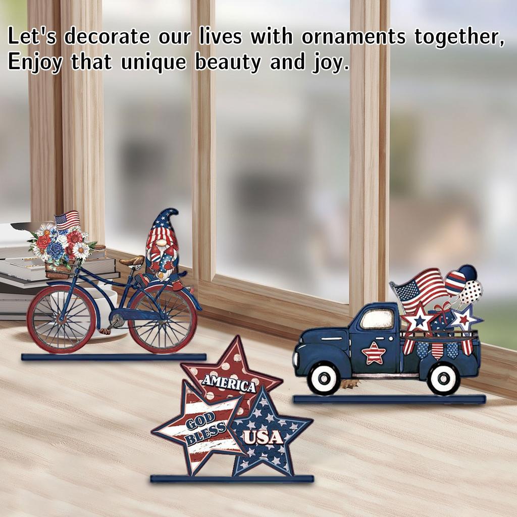 Independence Day Wooden Ornament Wooden Crafts Scene Setting Tabletop Ornament Decorations