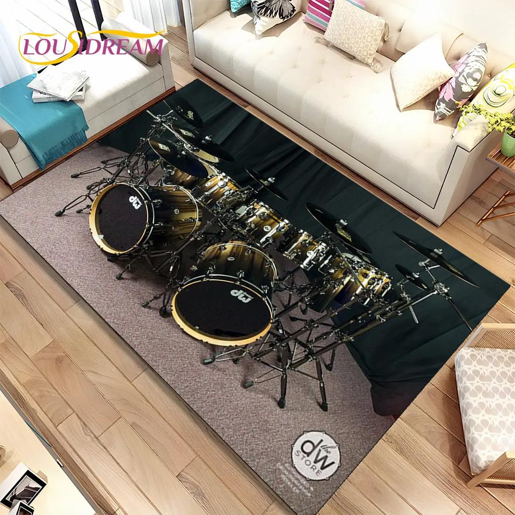 Drum Kit Music Drum Set Instruments Area Rug,Carpet Rug for Home Living Room Bedroom Sofa Doormat Decor,kids Non-slip Floor Mat