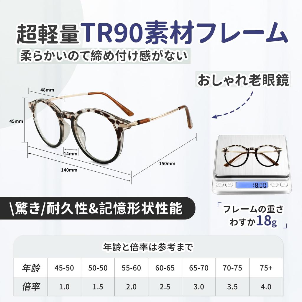 Stylish Round Reading Large for TR Metal Combination Blue Light Reading Glasses 2023 [Zessilo] Glasses, Size, Presbyopia, Frame, Women's & Men's,