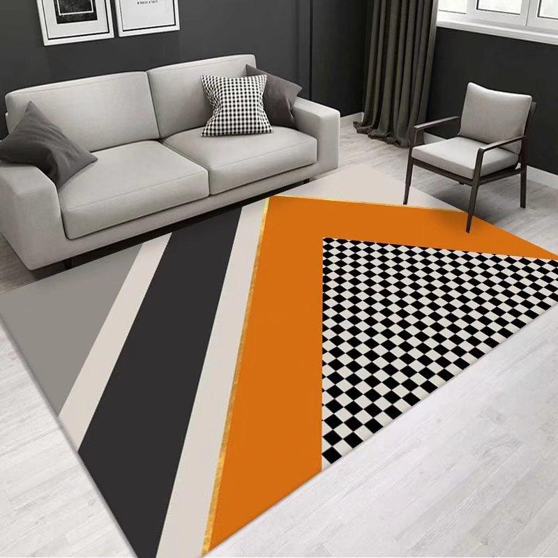 Soft Orange Living Room Carpet European Geometric Home Decoration Rug Washable Cloakroom Floor Mat Large Size Bedroom Rugs 2x3m