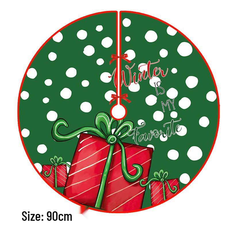 Creative Cartoon Print Christmas Tree Skirt - Festive Home & Party Decoration