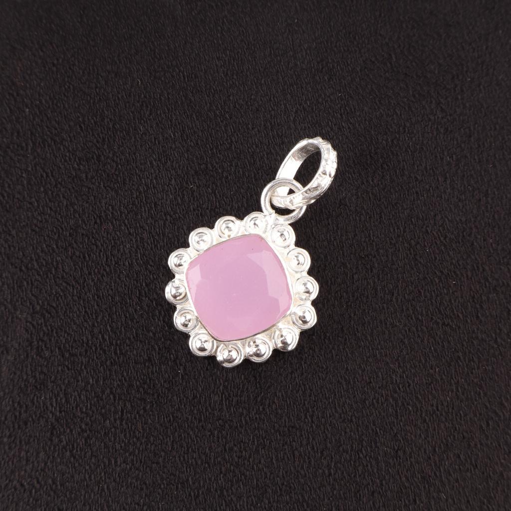 Natural Rose Chalcedony 925 Sterling Silver Trendy Wedding Boho Pendant Jewelry PP-34-15
