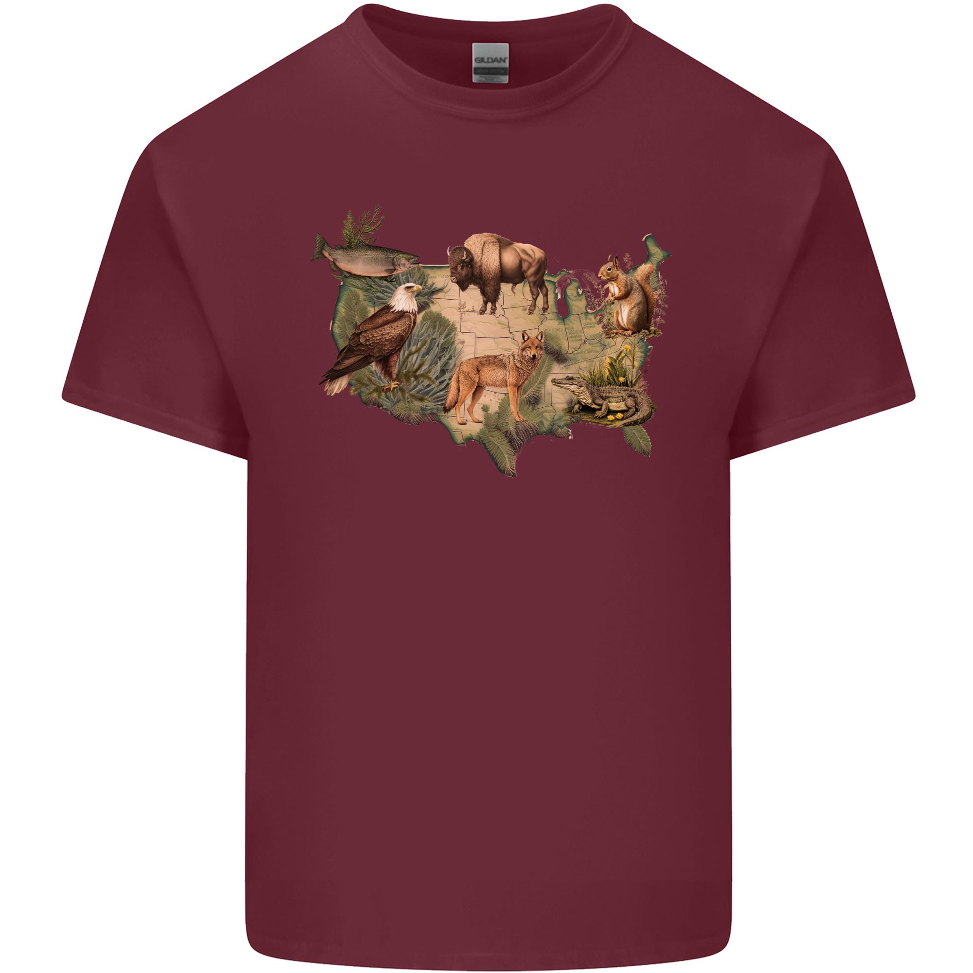 American Animals USA Eagle Buffalo Fish Wolf Unisexs Light Cotton TShirt S