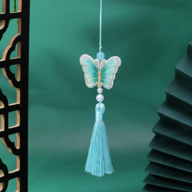 1PC Pearl Phone Bag Butterfly Tassel Hanging Ornament Embroidery Exquisite