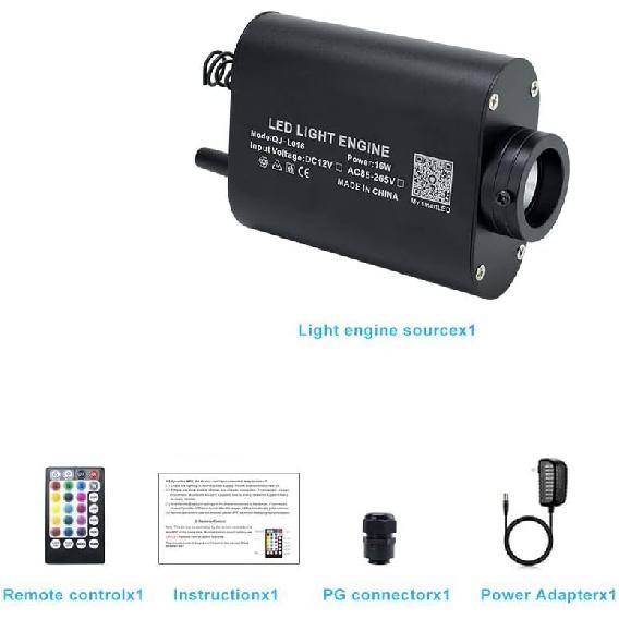 AZIMOM Bluetooth/RF Control 16W Music Mode Fiber Optic Light Source RGBW Light Box Engine for Car Home Star Ceiling Light Effect Decoration