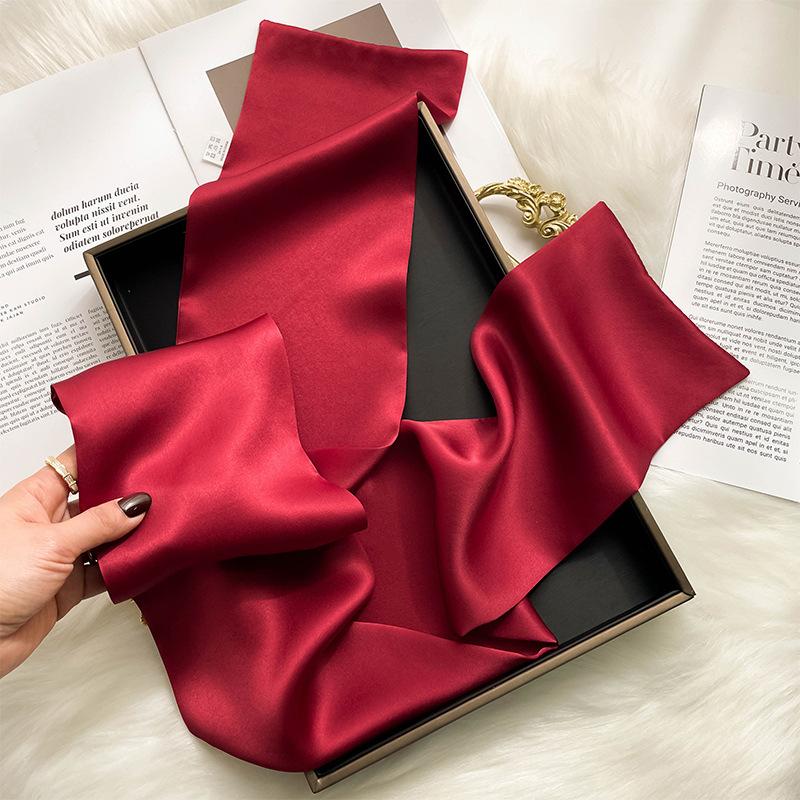 Hangzhou Silk China Red Girl Spring And Autumn Thin Mom Mulberry Silk Long Silk Scarf Red Silk Scarf Gift