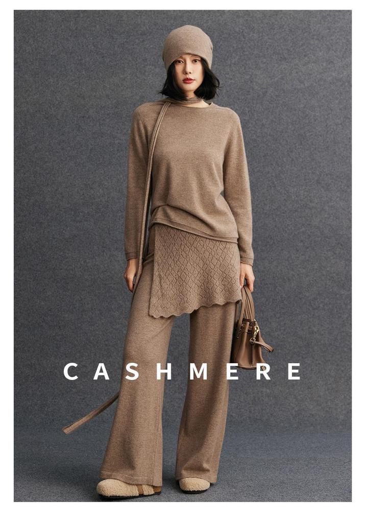 Women's Cashmere Round Neck Loose Knitwear - Autumn/Winter Lazy Style Fashion