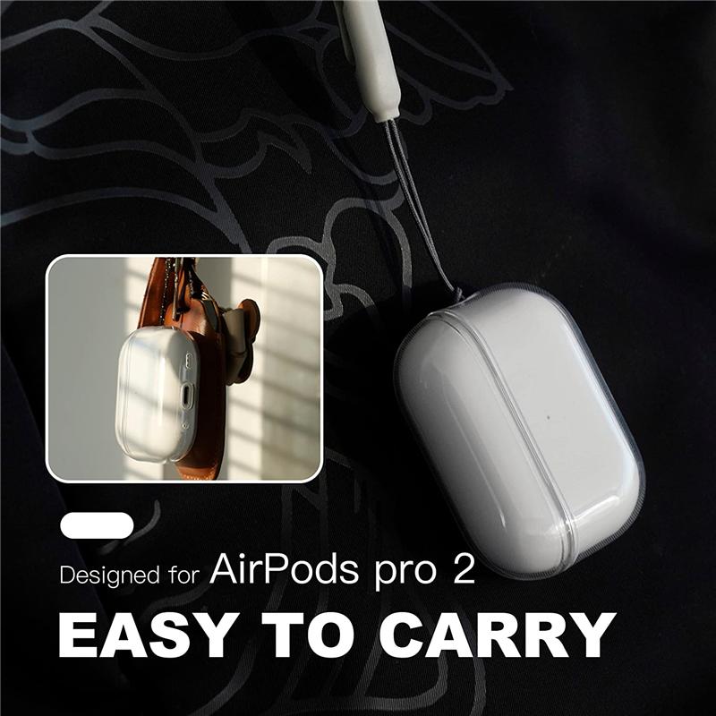 Custodia per auricolari in TPU morbido trasparente con cinturino con cordino per Airpods Pro 2 2022 2a generazione Air Pods 3 2 1 3a generazione Cover Accessori