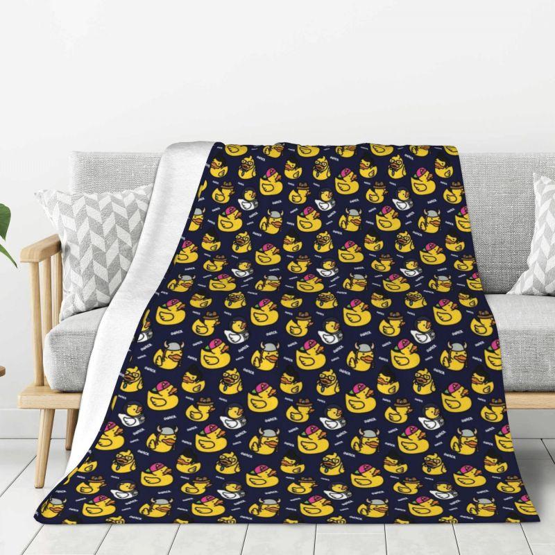 Custom Ultra-Soft Fleece Yellow Colorful Rubber Duck Pattern Throw Blanket Warm Flannel Blankets for Bed Home Couch Quilt