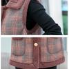 Vest Women's Autumn and Winter Wear Plus Velvet Thick Large Size Middle-aged and Elderly Plaid Sleeveless Jacket