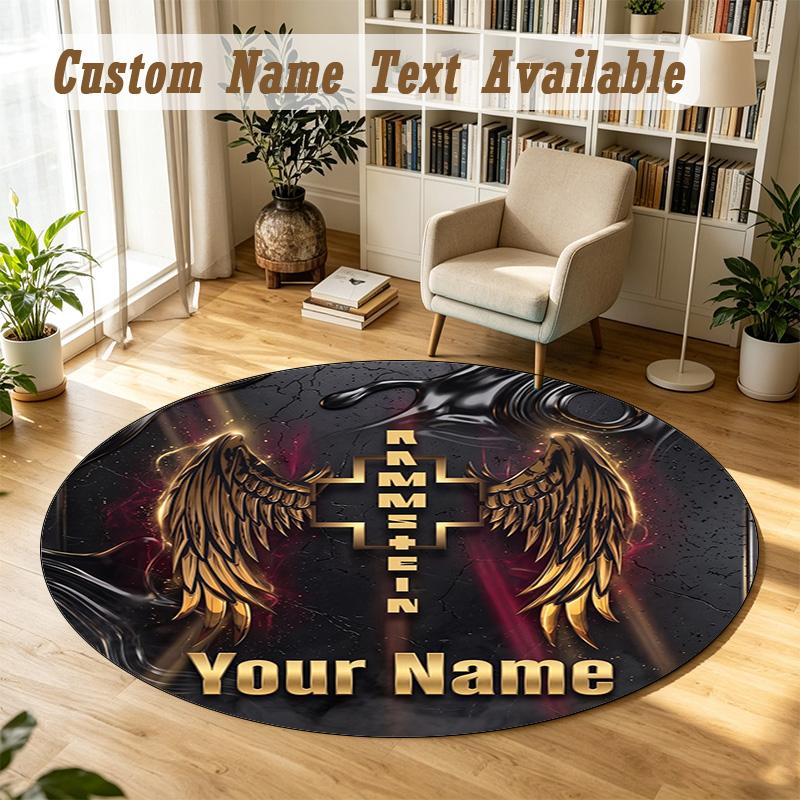 Round Rug Custom NameRammstein Pattern Non Slip Carpet Home Floor Decor