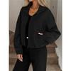 Womens Winter Coat High Neck Zip Drawstring Hem Pocket Loose Baseball Jacket For Fall And Winter Casual Style Outerwear
