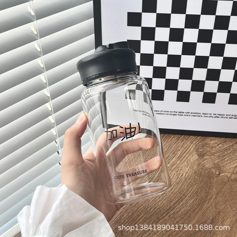 

Стеклянная чашка для воды, летняя красивая мужская и женская офисная простая и портативная заварочная чашка для студенческого чая с защитой от ожогов с чайной чашкой 401-500ml