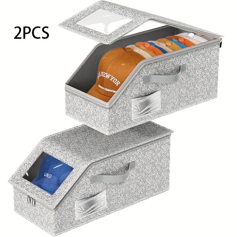 High Quality1/2 New Stackable Baseball Cap Storage Box, Hat Organizer, Hat Box, Clothes Storage Box, Hat Rack, Large Capacity, Foldable, Hard