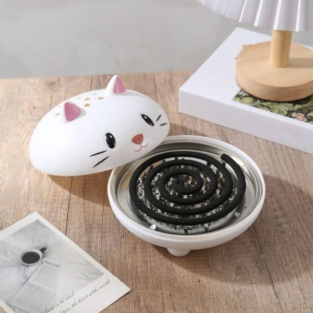 Creative Mosquito Coil Tray Cartoon Incense Burner Cute Cat Mosquito Coil Holder for Home Patio