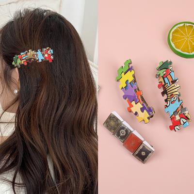 Fashion Miniature Book Hair Clip Book Square Headwear Classic Jigsaw Hair Clip Paper Book Hair Clip BarretteFor Girls Women