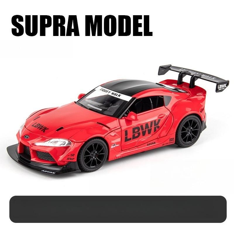 

Масштаб 1/22 Toyota Supra Металлическая гоночная модель автомобиля Литье под давлением Звук и Свет Украшения для витрины магазина Автомобили Коллекционные ornaments
