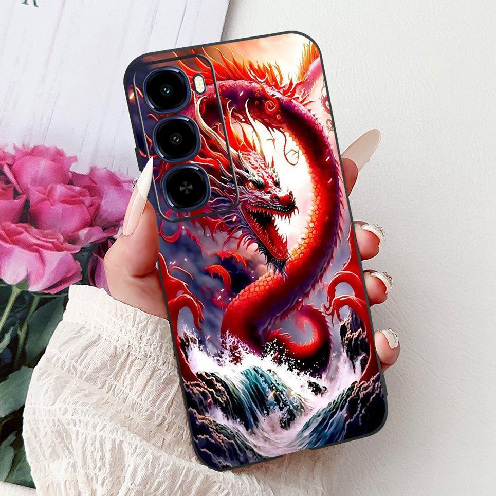 Cool Dragon Lion Tiger Cartoon 2D Printed Pattern Casing For Itel City 100 City100 Case Soft Silicone Black Back Cover Landscape