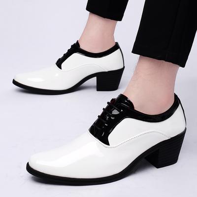 New Classic Glitter Leather Men Dress Shoes Red Mirror Luxury Shoes Men Increasing-height Shoes 4.5cm Heel Men Footwear