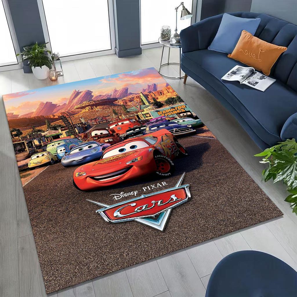 3D Lightning McQueen Cars Cartoon Rug for Bedroom Living Room Sofa Home Doormat Decor, Large Kids Play Non-slip Floor Mat Gift
