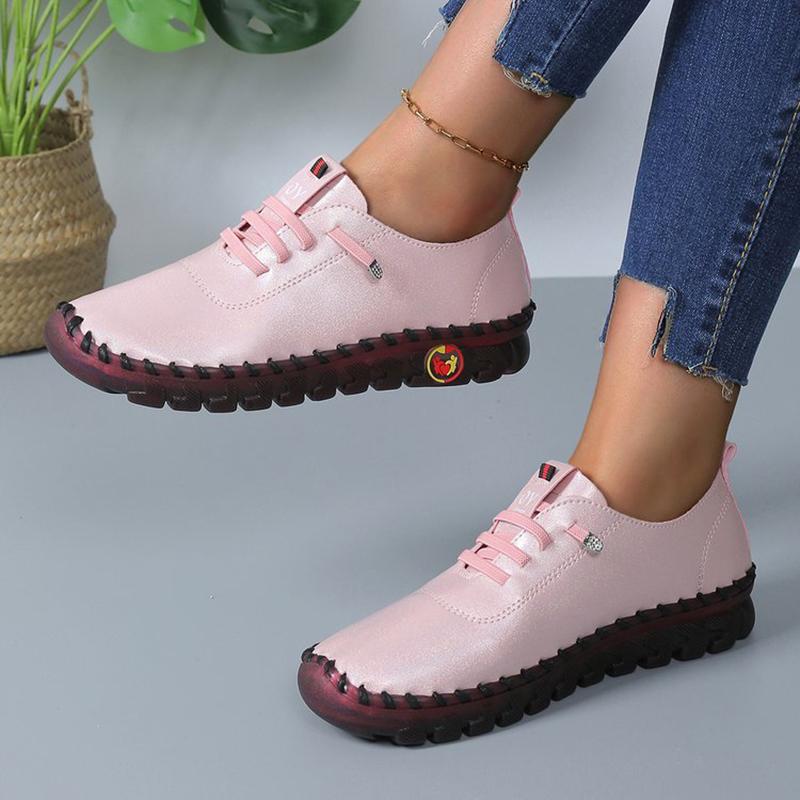 fashion Rimocy Purple Soft Bottom Short Boots Women Fashion Anti Slip PU Leather Ankle Boots Woman Lightweight Flat Lace Up Casual Shoes