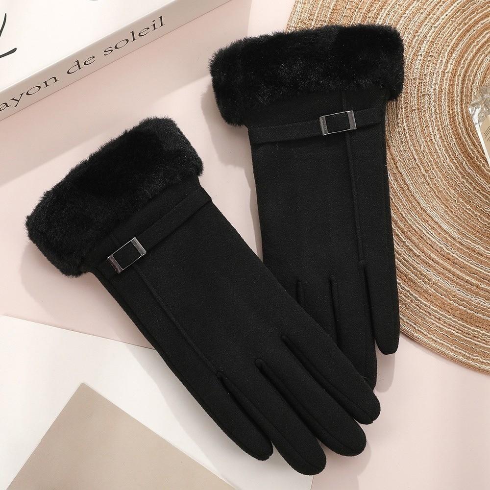 Plush Winter Gloves Touchable Screen Skiing Gloves New Full Finger Gloves  Women
