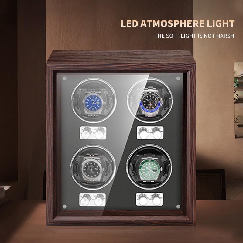 High-End 1/2/4/6 Automatic Watches Box With Mute Motor Watch Cabinet Clock Storage Box Slot Luxury Wood Watch Winder