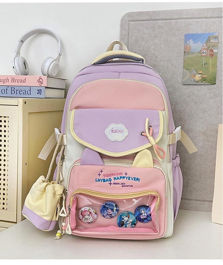 The Korean version of the schoolbag is fresh and painful, and the large-capacity female high school student campus has multiple compartments.