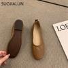 Fashion SUOJIALUN 2024 Summer New Women Flat Shoes Fashion Candy Color Ladies Round Toe Shallow Slip On Ballet Flats Soft Ballerinas Sho