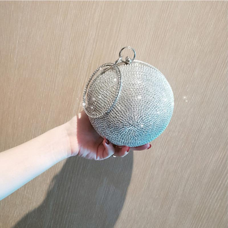 

New summer crystal diamond-encrusted messenger women s bag fashionable spherical bag срібний