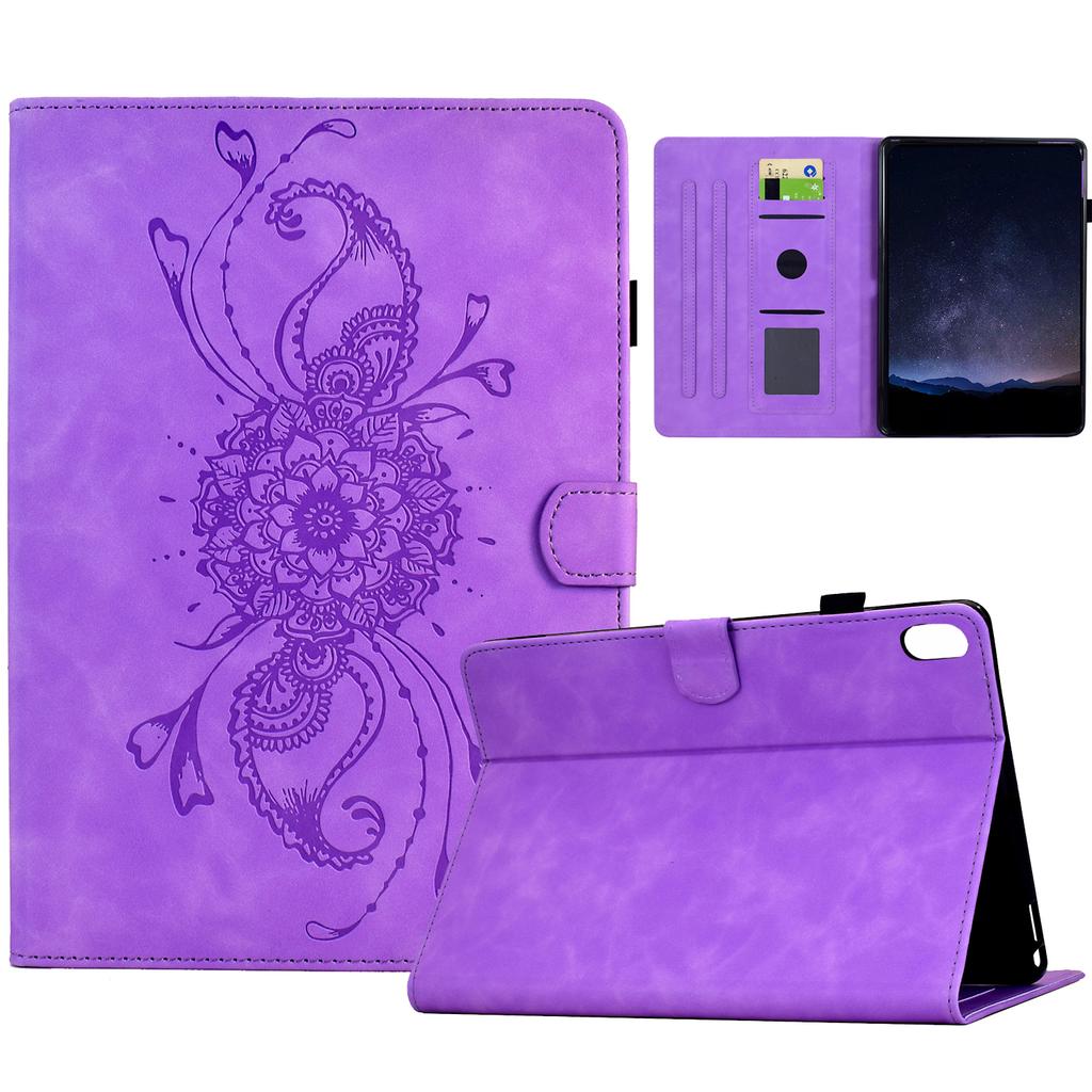 For Samsung Galaxy Tab S11 Case Mandala Imprinted Leather Tablet Cover with Card Slots