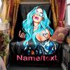 Blue Hair Woman Heart Cutout Blanket Personalized Name Soft Comfortable Stylish Blanket Car Blanket Perfect For Travel Camping Outdoor Home Suitable