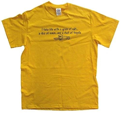 

Tequila Tee Shirt Take Life with A Grain of Salt Lemon Gold 2XL