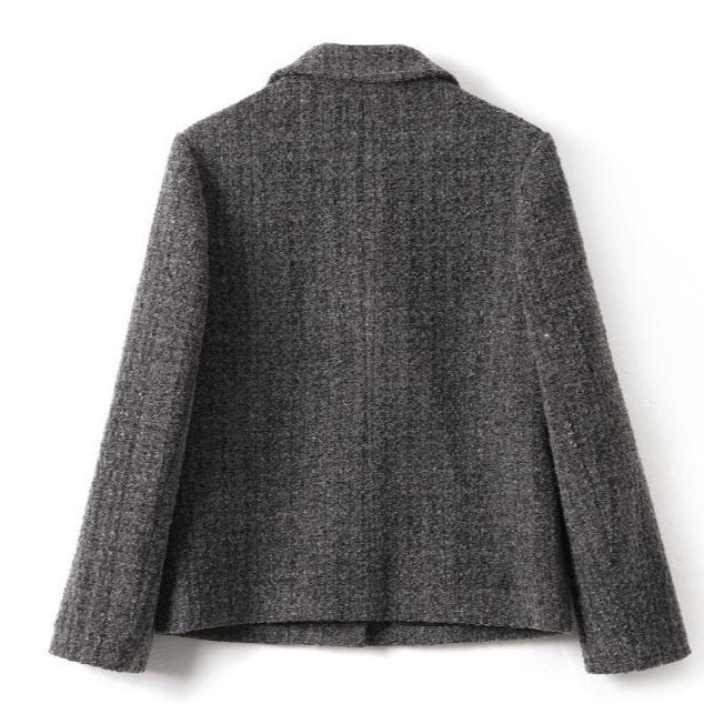 Casual Elegant Short Women's Blazer Jacket Notched Collar Autumn Winter Cotton Added Fashion Retro Style Full Sleeve Coat