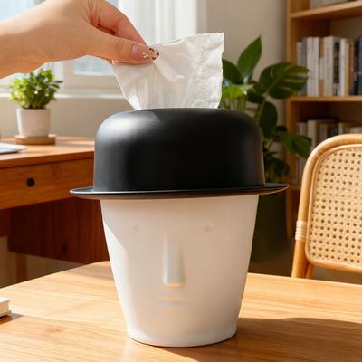 Porta fazzoletti da uomo Gentleman con cilindro Scatola porta fazzoletti Dispenser artistico per fazzoletti Pattumiera da scrivania per casa Ufficio Soggiorno Camera da letto