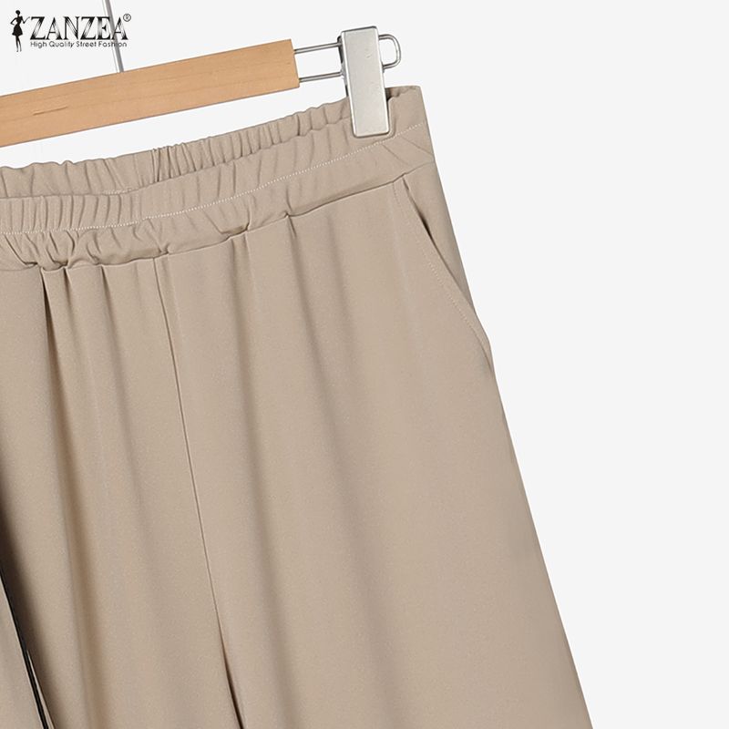 ZANZEA Bluză și pantaloni cu mânecă lungă pentru femei Seturi de costume casual din două piese