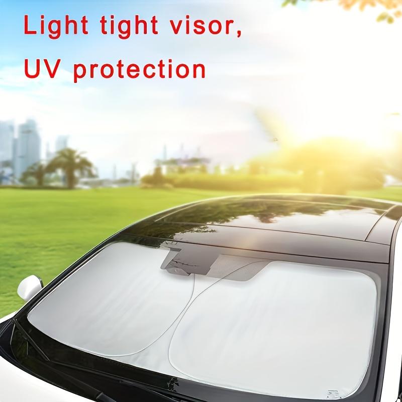 Front Windshield Visor, Anti-Sun Heat Insulation Folding Shade, Titanium Silvery Thermal Cooling Baffle, Heat Release UV Protection, Summer Sunshade