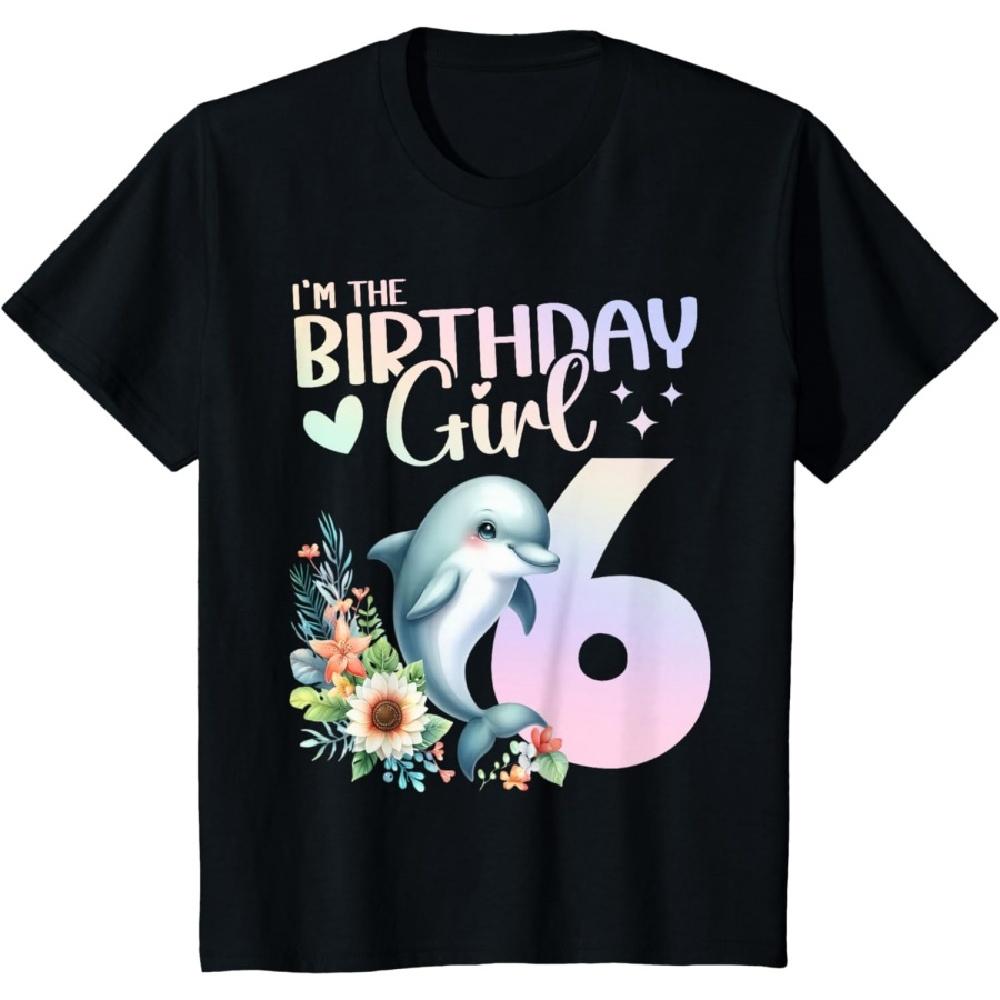 

6th Birthday Dolphin Girl 6 Years Old Six Finally 6 Birthday T-Shirt(1) XXXXXL чёрный