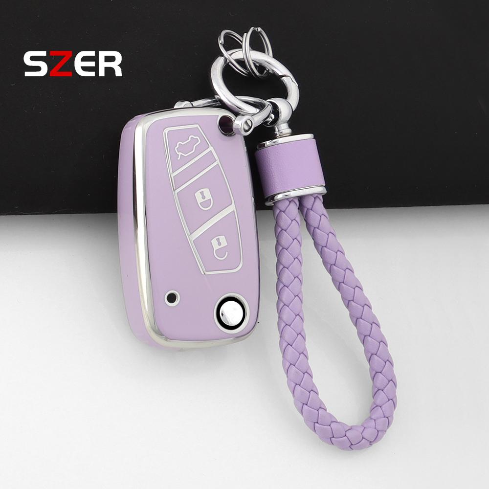 Tpu Car Key Case Cover For Fiat Panda Stilo Punto Doblo Grande Bravo 500 Ducato Minibus Folding Keychain Interior Accessories