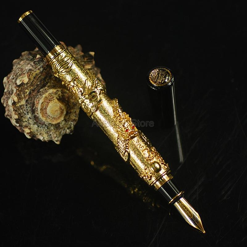 

Jinhao Высококачественная Металлическая Винтажная Перьевая Ручка Серия Восточный Дракон Тяжелая Ручка Иридиевое Тонкое Перо Золотые Принадлежности Пишущая Подарочная Ручка золотистый