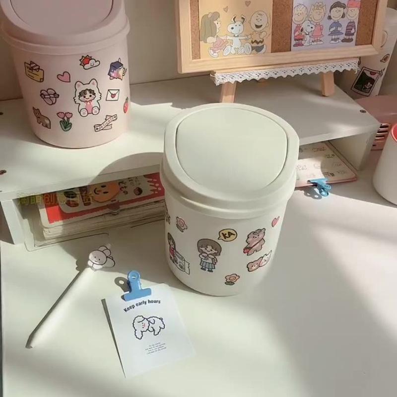 Desktop Trash Can Cute Internet Celebrity Mini Girl Ins with Lid Small Office Home Simple Nordic Storage Box