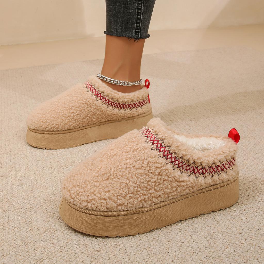 Fashion New Snow Boots Women Winter Cashmere Warm Thick Soles Without Heel-covered Hair Half Slipper Cotton Shoes Women Slippers