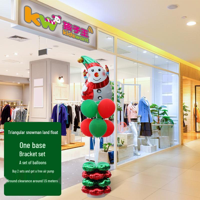 Large Base Christmas Tree Decoration with Santa, Reindeer, and Snowman Balloons for Kindergarten