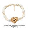 ZA Retro French Alloy Heart Necklace with Pearl Mesh and Diamond Braided Clavicle Chain