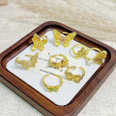 Medieval Vintage Butterfly Series Zir*****Pen Ring Personalized Retro Niche High-End Ring