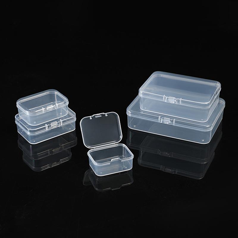 10Pcs Rectangular Transparent Plastic Box Jewelry Card Stationery Storage Box Small Item Storage Box