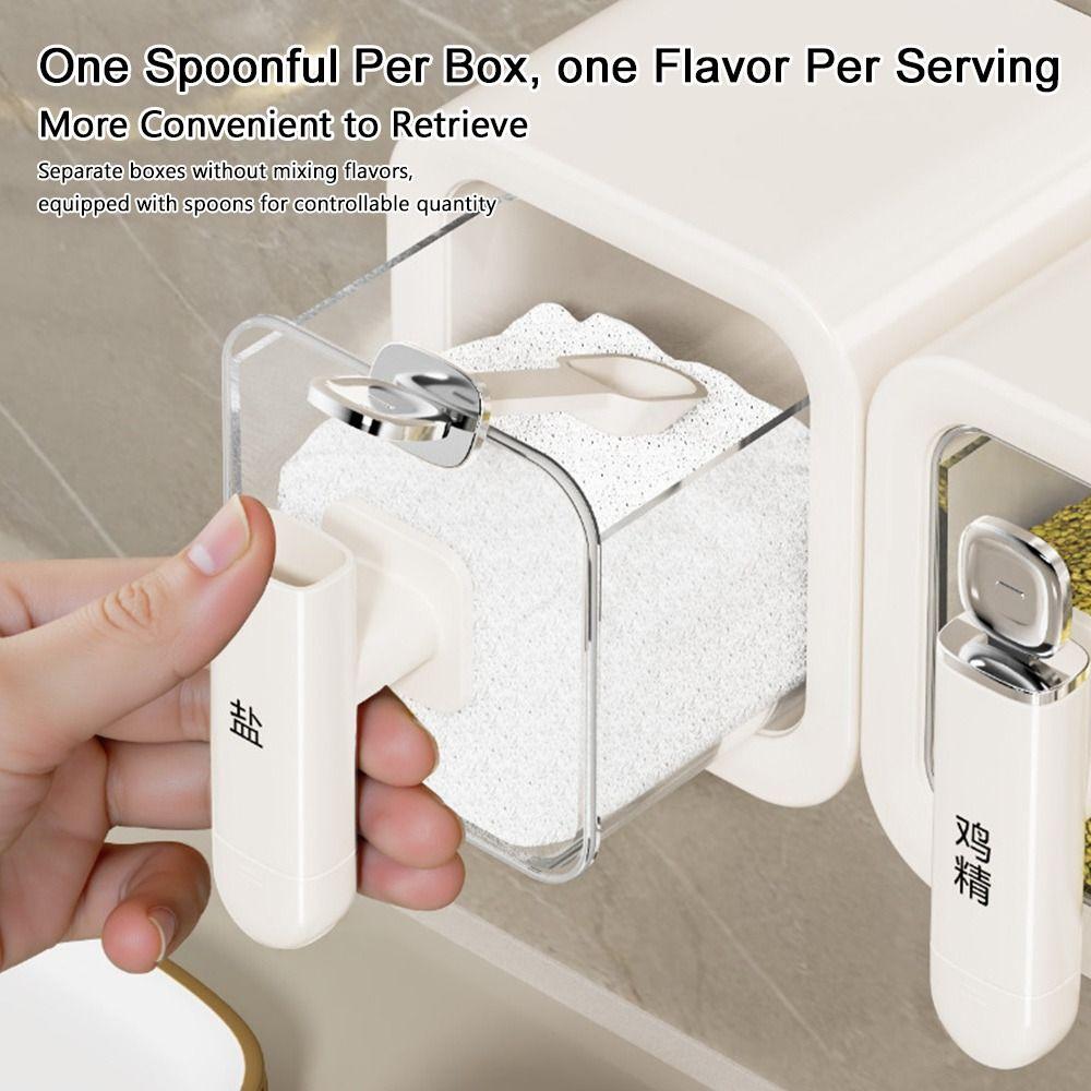 1pc Safety Clear Seasoning Box Visible Suction Cup Seasoning Containers Food Grade Wall Mounted Spice Box for Spice Sugar Salt