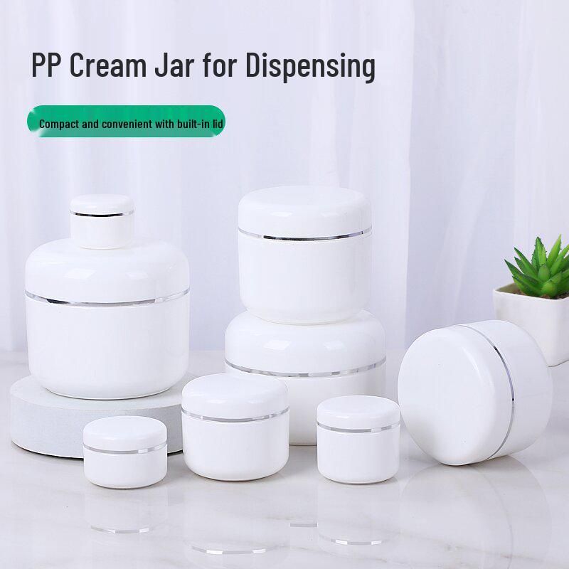 Auf Lager 20g Weiße Cremeschachtel mit Silberrand und Dichtung, 250g Kosmetik-Reiseglas